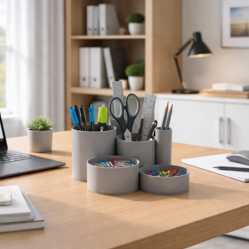 Round Desk Organizer, Office Desk Storage, Pen Stand Holder, Stationery Organizer, Home Office Accessory, Study Table Organizer, 3D Printed Desk Utility, Corporate Desk Gift, Workspace Organizer - Image 3