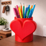 Heart-Shaped Pen Holder, 3D Printed Desk Organizer, Office Table Pen Stand, Study Table Holder, Home Decor Gift, Corporate Desk Accessory, Workspace Storage - Image 3