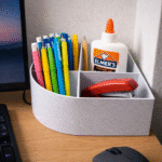 3D Printed Corner Organizer, Desk Corner Storage, Office Desk Organizer, Home Study Table Organizer, Workspace Corner Holder, Tabletop Organizer for Office Home School, Minimal Desk Accessories, Space Saving Corner Organizer - Image 3