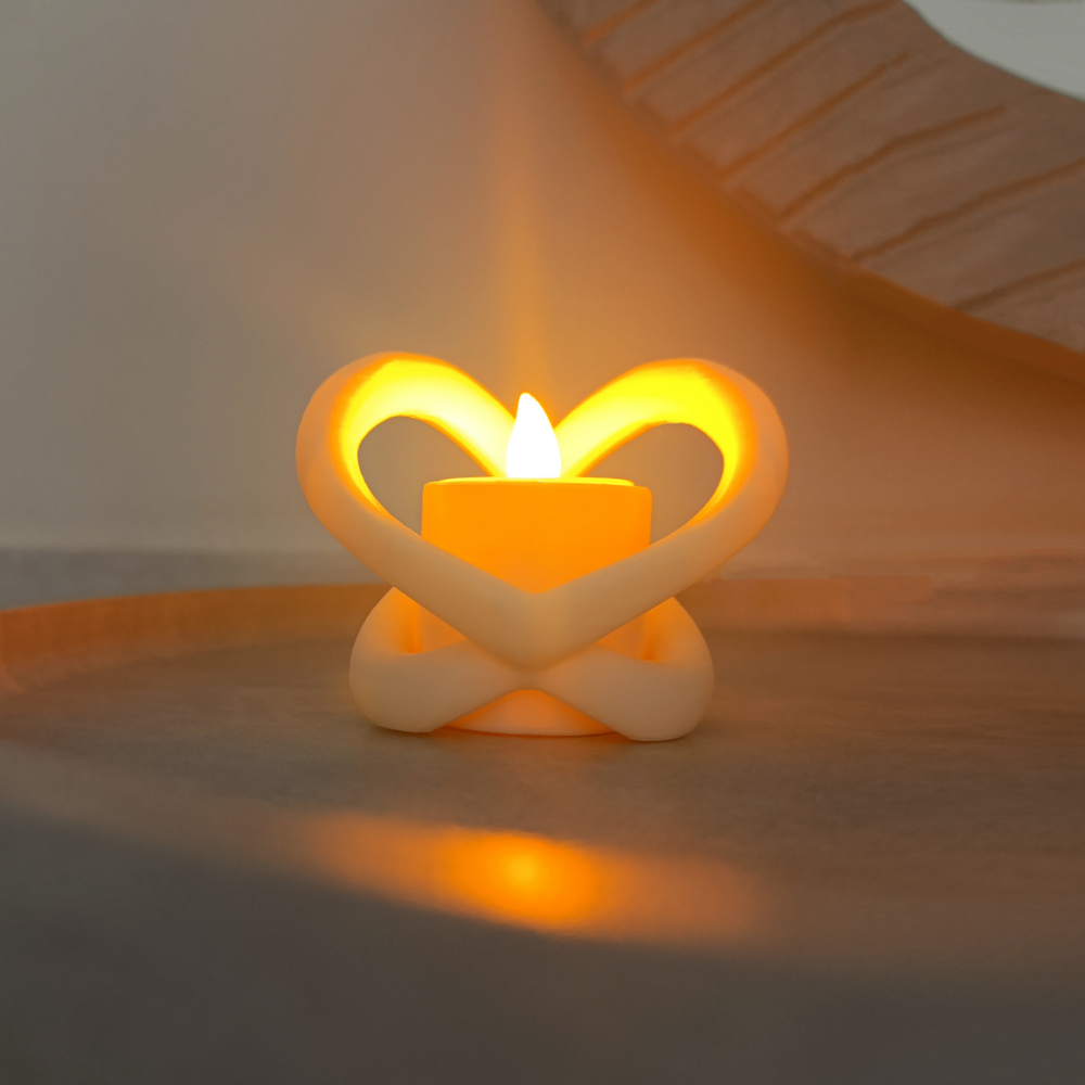 2 Infinite Love 3D Printed Candle Holder, Valentine Gift, Romantic Home Decor, Couple Gift, Anniversary Gift, Wedding Gift, Bedroom Decor, Living Room Decor, Table Decor, Proposal Gift, Love Theme Decor - Image 1