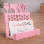 Hair Stylist Business Card Holder, Salon Desk Card Stand, Barber Shop Counter Display, Hairdresser Visiting Card Holder, Reception Table Organizer, 3D Printed Salon Decor Gift
