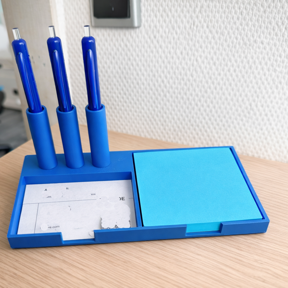 2 3D Printed Business Card, Pen & Post-it Holder, Desk Organizer for Office, Corporate, Startup, IT, School, College, Reception, Workspace, Study Table - Image 1