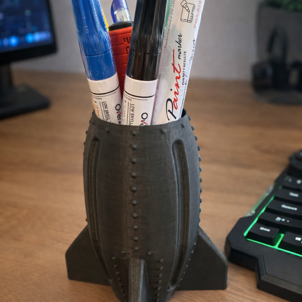 2 Bomb Shape Pen Holder, Desk Organizer for Office, Study Table, Home, Corporate Desk, Creative Workspace, 3D Printed Decorative Pen Stand - Image 1