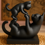 Playful Bond Sculpture – Cat and Kitten Figurine, 3D Printed Home Decor, Tabletop Showpiece, Office Desk Decor, Gift for Cat Lovers, Animal Art Decor, Living Room Accent, Shelf Decoration, Modern Gift Item
