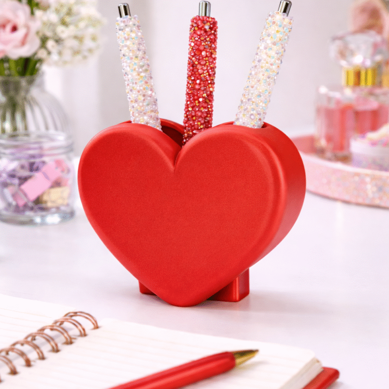 Heart-Shaped Pen Holder, 3D Printed Desk Organizer, Office Table Pen Stand, Study Table Organizer, Home & Office Décor, Corporate Gift, Teacher Gift, Student Gift, Valentine Desk Accessory - Image 3