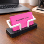 EdgeStand – Modern 3D Printed Business Card Holder, Office Desk Organizer, Visiting Card Stand, Reception Counter Display, Corporate Desk Accessory for IT Offices, Startups, Professionals