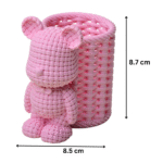 Woven Rattan Violent Bear Pen Holder for Office Desk, Study Table, Corporate Gifting, Home Decor, Creative Workspace, School Supplies, 3D Printed Desktop Organizer - Image 2