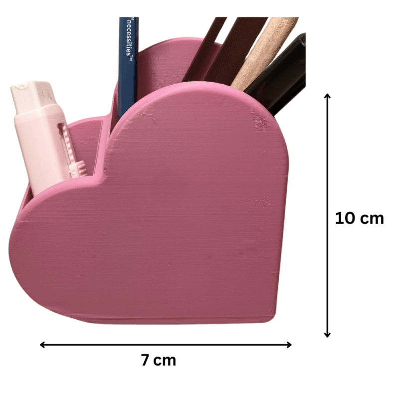 Heart Shape 3D Printed Pen Holder, Makeup Brush Stand, Desk Organizer, Office Table Decor, Study Table Organizer, Gift for Home, Gift for Office, Gift for Students, Gift for Teachers, Gift for Friends - Image 2