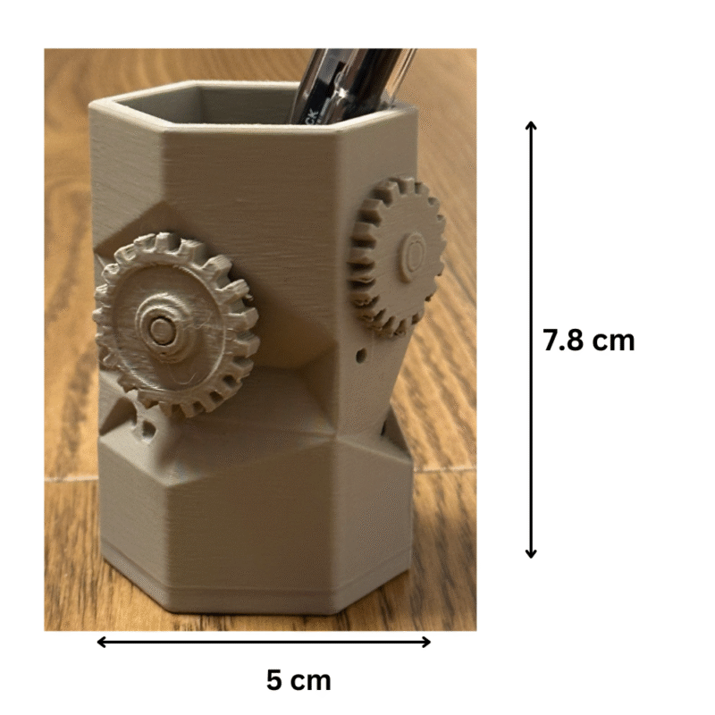 Gear Pen Holder Office Desk Organizer, Pen Stand, Mobile Holder, Stationery Holder, Mechanical Gear Style Utility, 3D Printed Workspace Organizer for Office, Home, School, Workshop, Study Table, Corporate Desk, Engineer Desk, Student Desk - Image 2