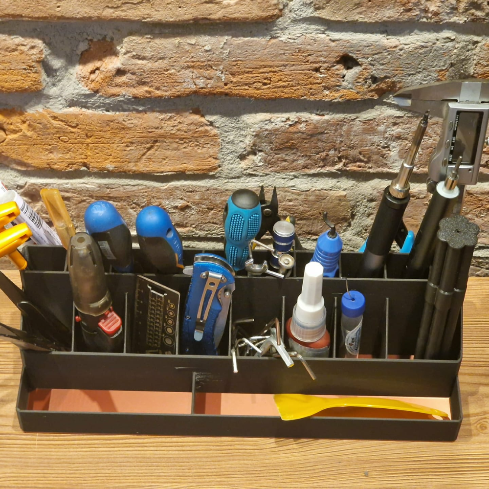 3 H2D Sized Tool Organiser, Desk Tool Holder, Miniature Painting Tool Stand, Workshop Tool Storage, Hobby Craft Organizer, Electronics Repair Tool Holder, 3D Printed Tool Organiser - Image 1