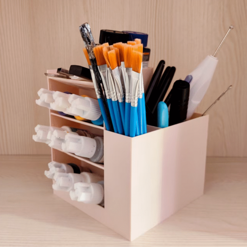 3D Printed Painting Tools Storage Box, Paint Brush Holder, Art Supplies Organizer, DIY Craft Storage Box, Artist Tool Holder for Home, Studio, School, Workshop, Art Classes, Hobby Use - Image 3