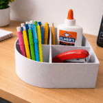 3D Printed Corner Organizer, Desk Corner Storage, Office Desk Organizer, Home Study Table Organizer, Workspace Corner Holder, Tabletop Organizer for Office Home School, Minimal Desk Accessories, Space Saving Corner Organizer