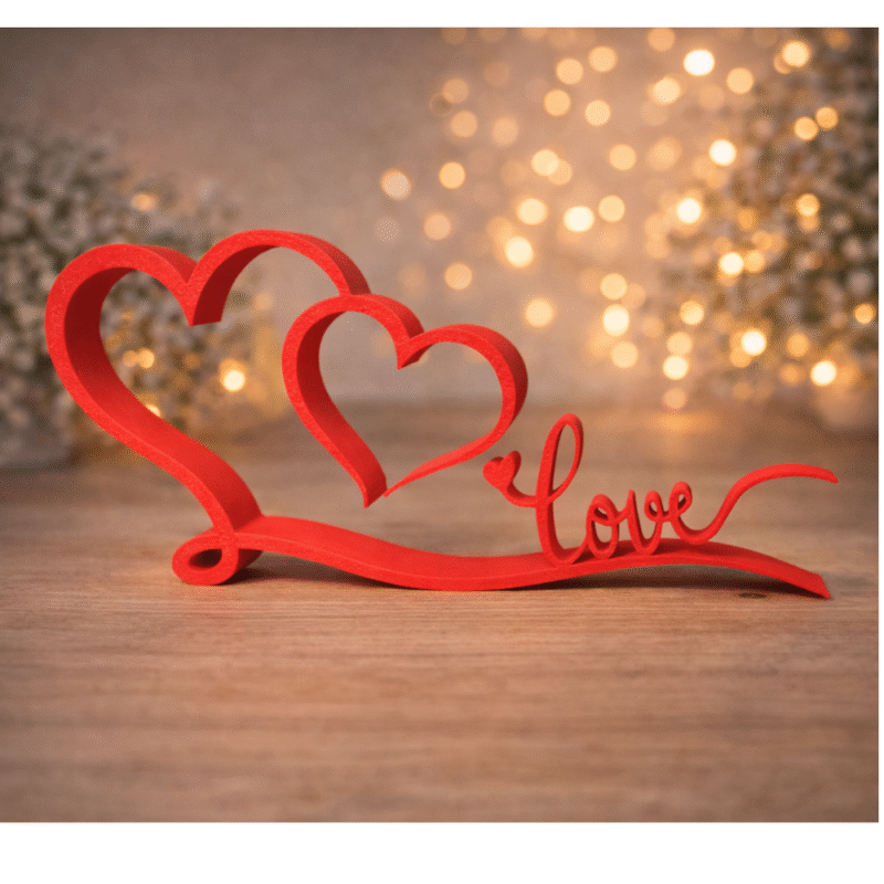 Valentine’s Day Two Hearts Love 3D Printed Decor, Romantic Couple Gift, Anniversary Gift, Wedding Gift, Home Decor, Bedroom Decor, Tabletop Decor, Valentine Gift, Love Showpiece - Image 4
