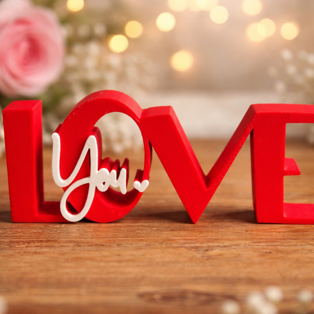 3 Love You Lettering 3D Printed Decor, Romantic Home Decor, Couple Gift, Anniversary Gift, Valentine Gift, Bedroom Decor, Living Room Decor, Table Top Decor, Wedding Gift, Proposal Gift - Image 1
