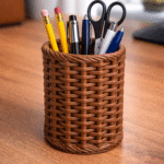 Woven Pencil Holder, 3D Printed Desk Organizer, Office Table Stationery Stand, Study Table Pen Holder, Corporate Gift, Home Office Accessory, Workspace Organizer, Educational Gift - Image 3