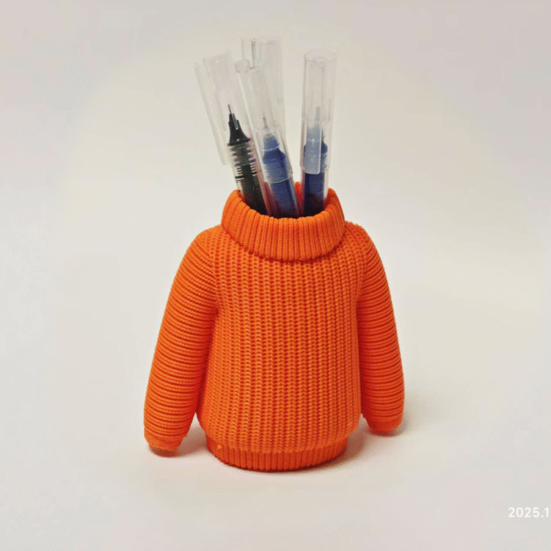 Knitted Sweater Pen Holder, 3D Printed Desk Organizer, Woolen Shop Display, Clothing Shop Counter Stand, Office Desk Pen Stand, Study Table Organizer, Home Office Decor, Gift Item - Image 3