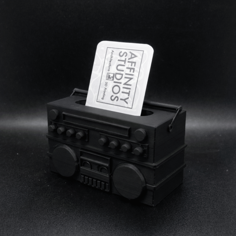 Boombox Form Business Card Holder, 3D Printed Desk Organizer, Office Table Card Stand, Workspace Accessory, Corporate Office Gift, Startup Desk Decor, Professional Table Display - Image 3