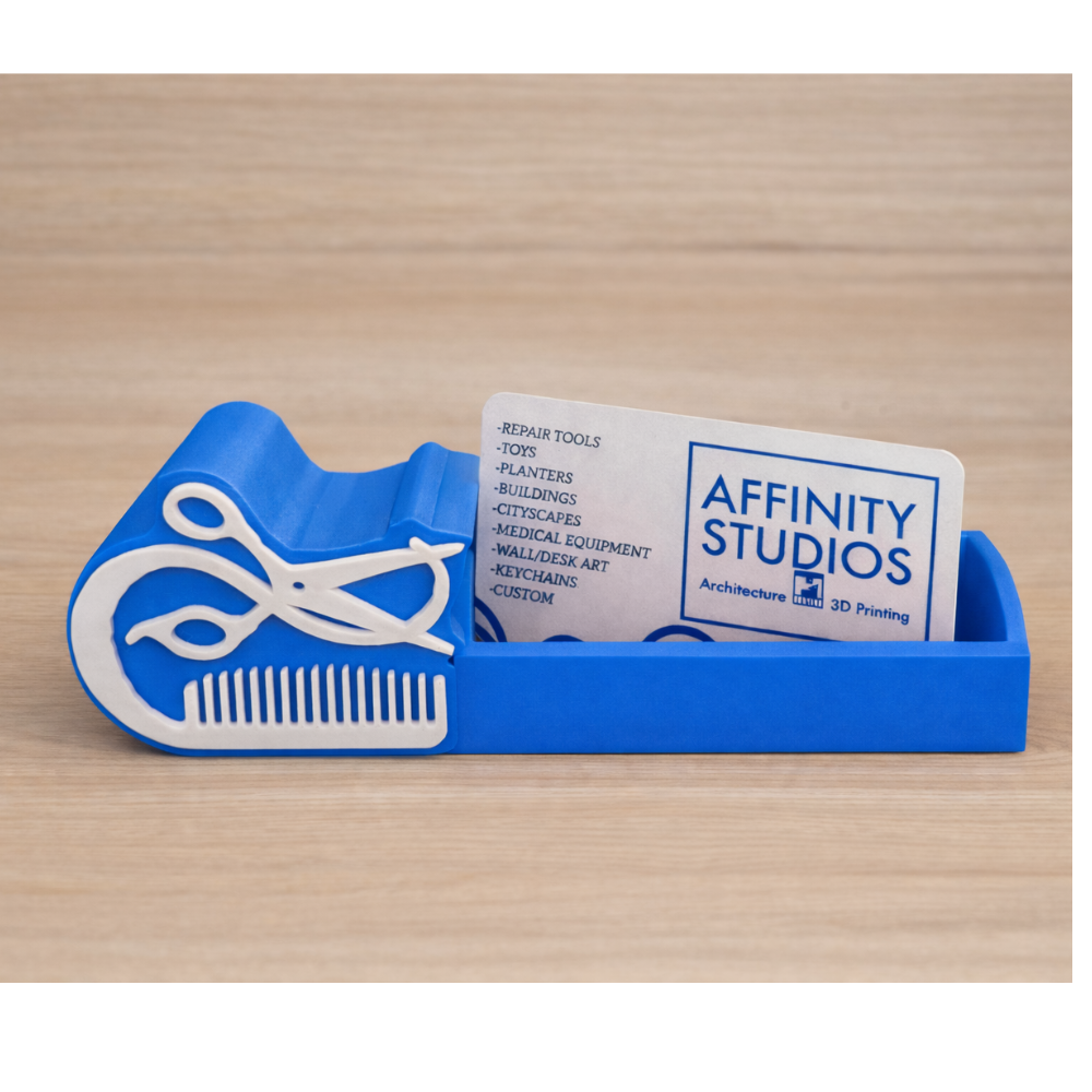 3 Hair Stylist Form Business Card Holder, Salon Reception Desk Card Stand, Barber Shop Counter Display, Makeup Studio Visiting Card Holder, 3D Printed Desk Organizer, Beauty Industry Gift - Image 1