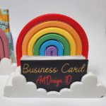 Rainbow 3D Printed Business Card & Napkin Holder, Office Desk Organizer, Restaurant Table Accessory, Café Counter Stand, Reception Desk Holder, Corporate Gift, Workspace Organizer