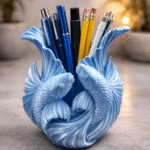 Sculpture Koi Fish Pen Holder Desk Organizer, Office Table Stationery Stand, Study Table Caddy, Home Decor Organizer, Corporate Office, IT Office, School, College, Reception, Gift Item, 3D Printed - Image 4