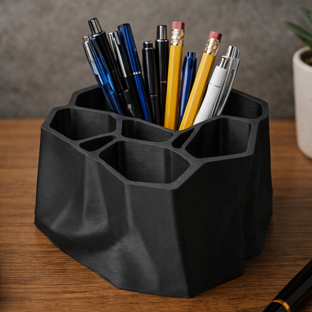 3 Geometric Hexagon Desk Organizer, 3D Printed Office Desk Storage, Pen Holder, Study Table Organizer, Workspace Accessories, Corporate Desk Gift, Home Office Décor, Educational & IT Office Use - Image 1