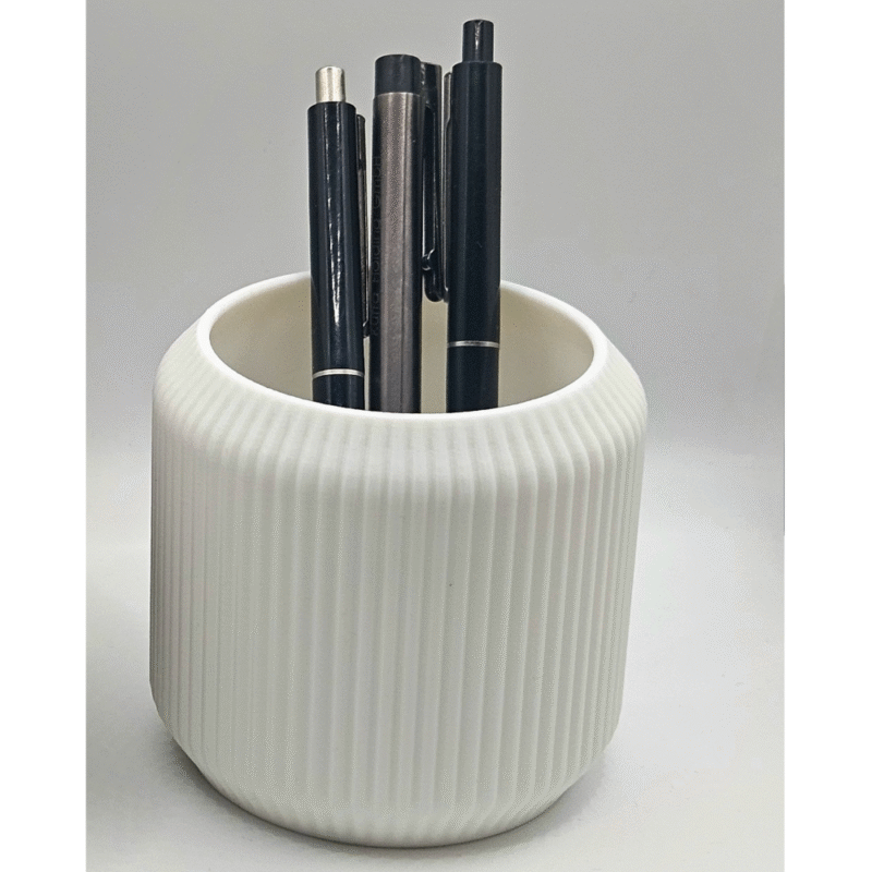 Pen Holder Modern Ribbed Design, Desk Organizer, Office Stationery Stand, Study Table Pen Stand, Corporate Gift, Employee Joining Gift, Promotional Business Gift, IT Company Gift, 3D Printed Desk Accessory - Image 3