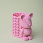 Woven Rattan Violent Bear Pen Holder for Office Desk, Study Table, Corporate Gifting, Home Decor, Creative Workspace, School Supplies, 3D Printed Desktop Organizer - Image 3