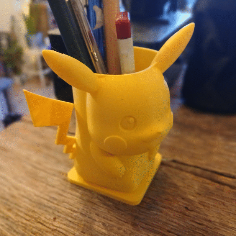 Pikachu 3D Printed Pen Holder, Desk Organizer, Study Table Stand, Office Stationery Holder, Anime Desk Decor, Kids Study Organizer, Gift for Students, Teachers, Engineers, IT Professionals, Home and Office Use - Image 3