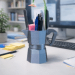 3D Printed Coffee Moka Pen Holder, Office Desk Organizer, Study Table Accessory, Café Decor Item, Corporate Desk Gift, Home Office Utility, Creative Stationery Stand