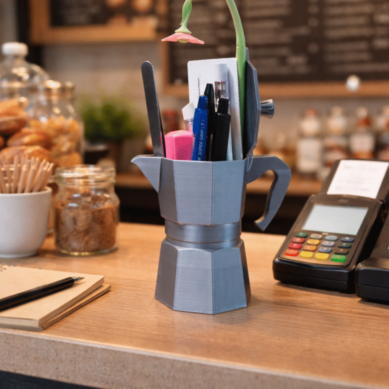 3D Printed Coffee Moka Pen Holder, Office Desk Organizer, Study Table Accessory, Café Decor Item, Corporate Desk Gift, Home Office Utility, Creative Stationery Stand - Image 3