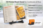Book Stand, Portable Foldable Cookbook Holder, Fixed Angle Reading Stand for Kitchen, Study Table & Office Desk, Lightweight PLA Book Holder - Image 3
