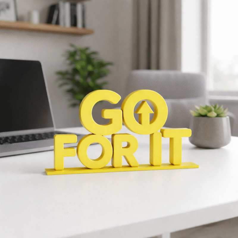 Yellow motivational desk decor