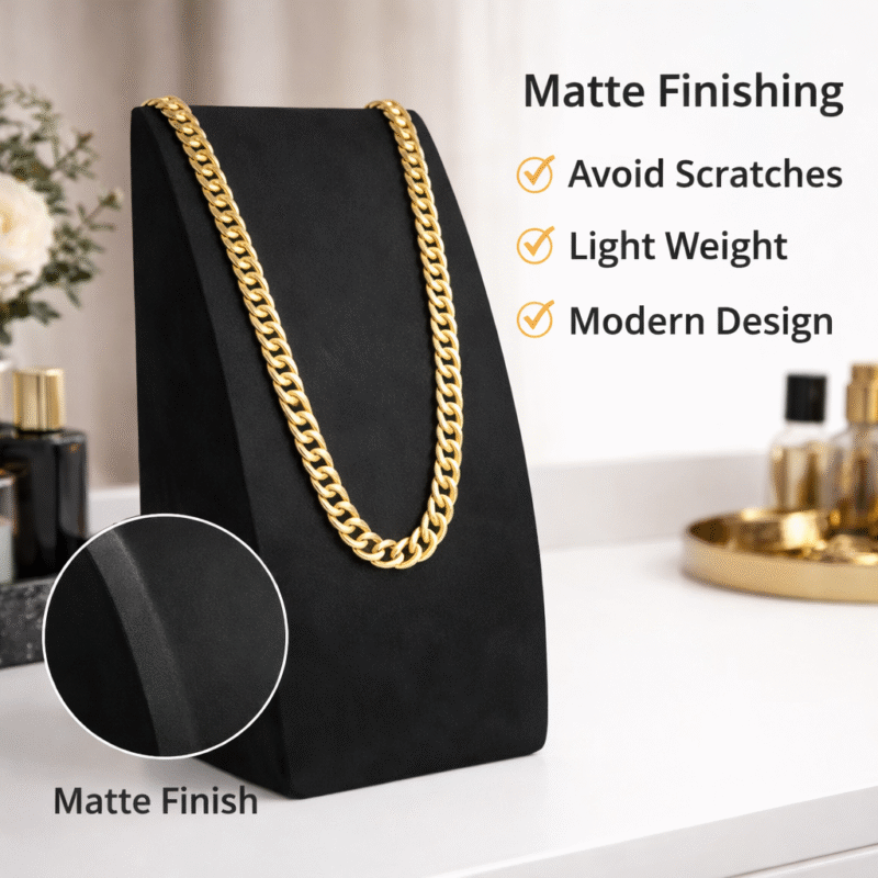 Necklace Display Mannequin Stand – Matte Finish Plastic Jewelry Holder | Lightweight Modern Design Chain & Pendant Organizer for Home & Shop (Black Color) - Image 3