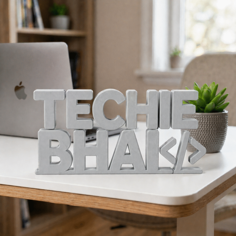 Techie Bhai 3D Printed Desk Sign for Developer Office Desk Decor - Image 4