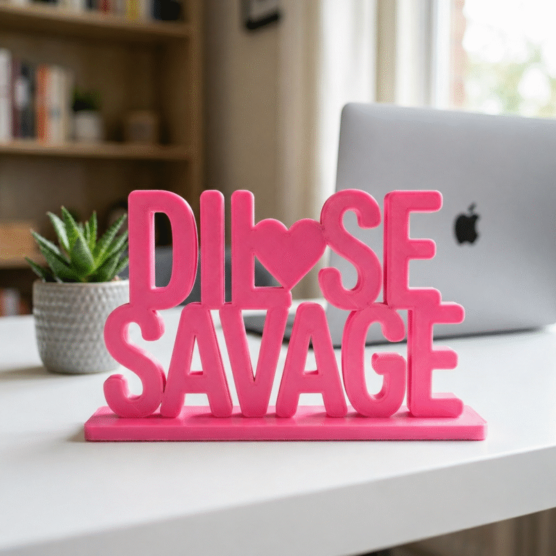 Dil Se Savage 3D Printed Desk Sign | Funny Office Desk Decor Gift - Image 3