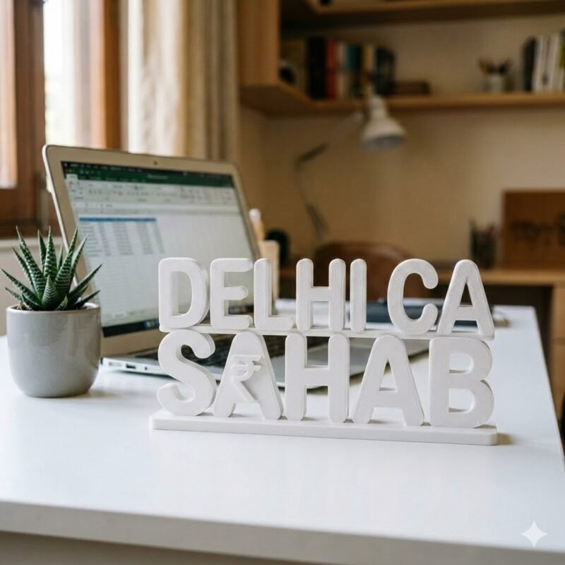 Delhi CA Sahab 3D Printed Name Plate for CA Office | Chartered Accountant Desk Sign Gift - Image 8