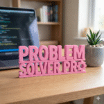 Problem Solver Pro 3D Printed Desk Sign for Developers & Office Desk Decor