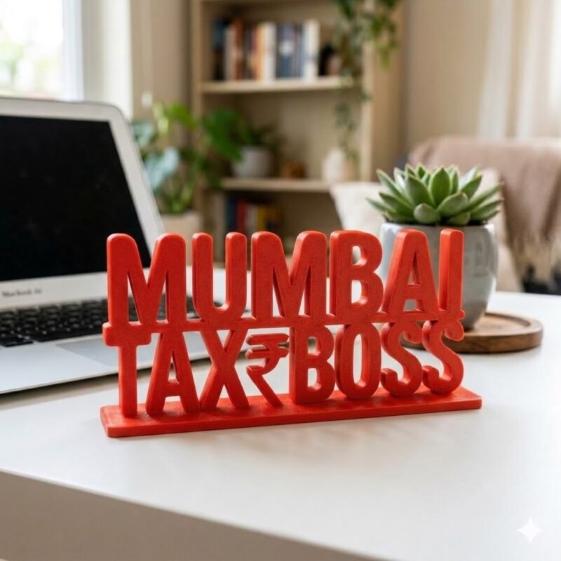Mumbai Tax Boss 3D Printed Desk Name Plate for CA Office, Tax Consultant Gift, Professional Desk Decor India - Image 2