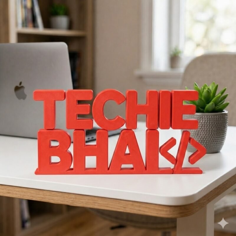 Techie Bhai 3D Printed Desk Sign for Developer Office Desk Decor - Image 3