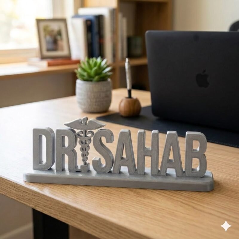 Dr Sahab 3D Printed Name Plate for Clinic, Doctor Desk Sign & Medical Office Decor - Image 4