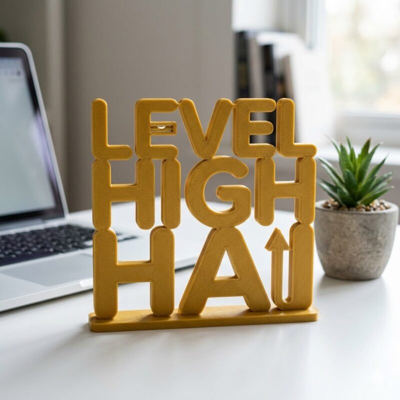 Level High Hai 3D Printed Desk Decor | Motivational Office Table Sign | Study & Workspace Gift - Image 9