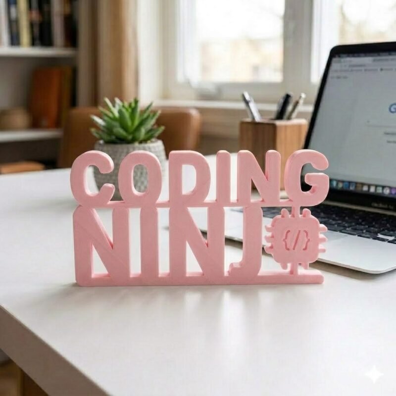 Coding Ninja 3D Printed Desk Sign for Developers, IT Office Decor, Programmer Gift - Image 8
