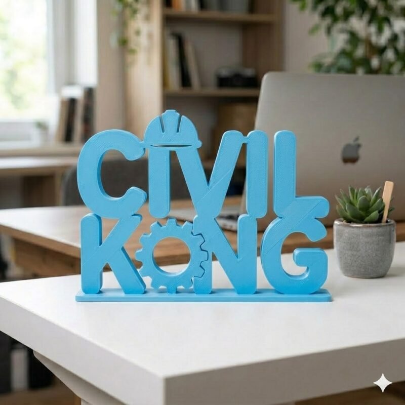 Civil King 3D Printed Desk Name Plate for Civil Engineers, Office Table Decor Gift - Image 3