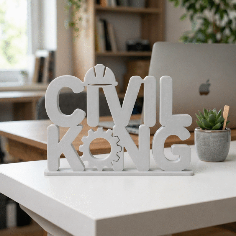 Civil King 3D Printed Desk Name Plate for Civil Engineers, Office Table Decor Gift - Image 6