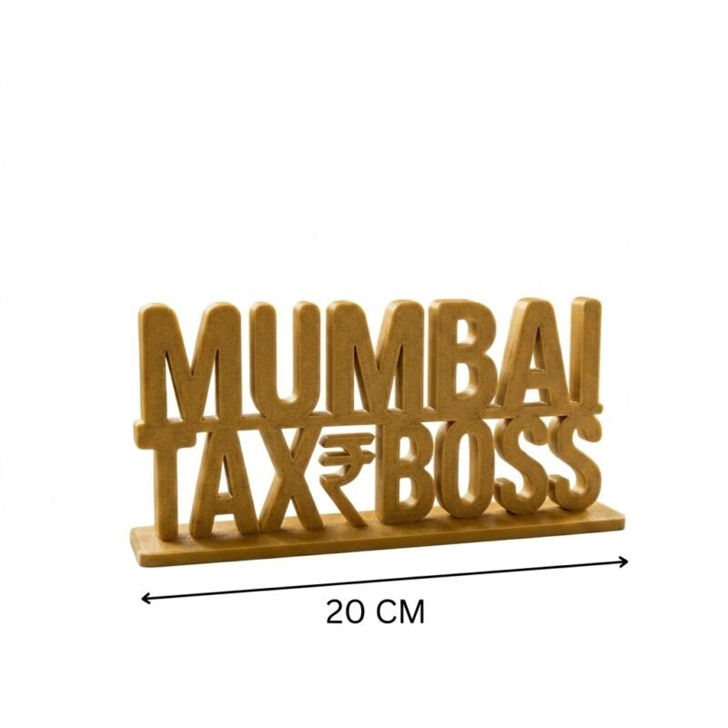 Mumbai Tax Boss 3D Printed Desk Name Plate for CA Office, Tax Consultant Gift, Professional Desk Decor India - Image 4