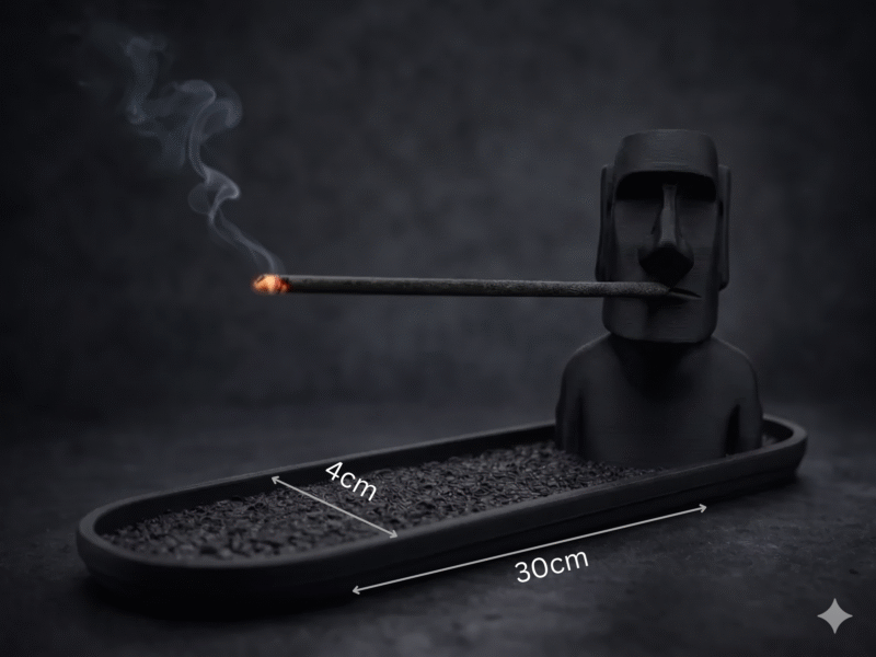 Moai Incense Holder - Premium 3D Printed Easter Island Statue | Matte Black Agarbatti Stand for Home Decor, Office & Meditation | Durable Lightweight Ash Catcher & Unique Artistic Gift - Image 3