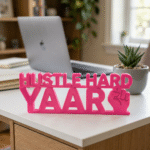 Hustle Hard Yaar 3D Printed Desk Sign | Motivational Office Decor Gift - Image 3