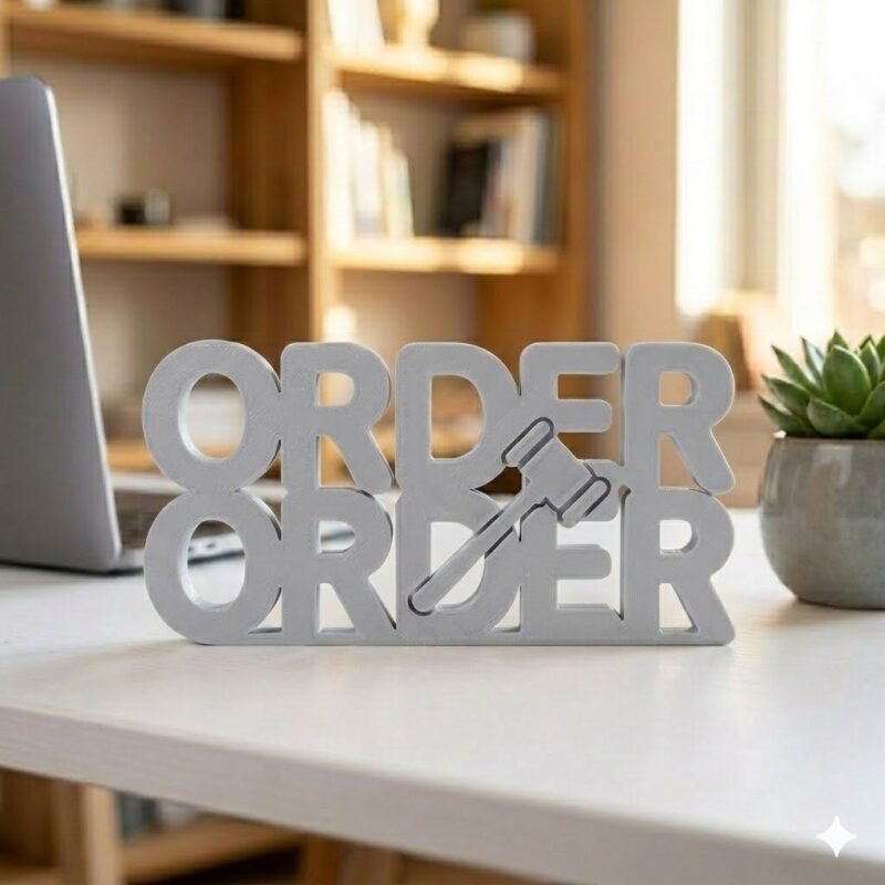 Order Order 3D Printed Desk Sign for Lawyer Office | Legal Decor Gift | Advocate Table Display - Image 2