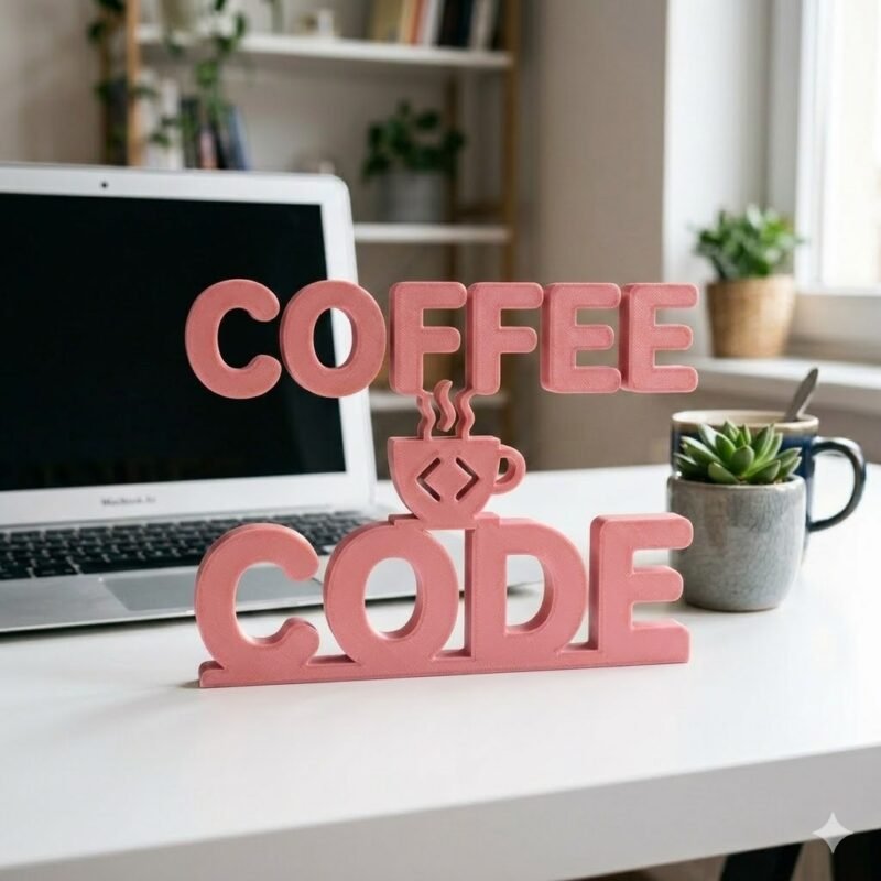 Coffee & Code Desk Sign 3D Printed for Developers Office Decor Gift - Image 5