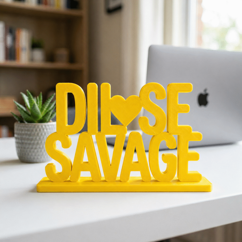 Dil Se Savage 3D Printed Desk Sign | Funny Office Desk Decor Gift - Image 4